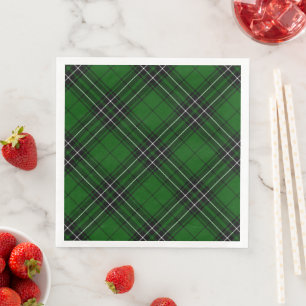 Serviette En Papier MacLean Tartan vert et noir plaid