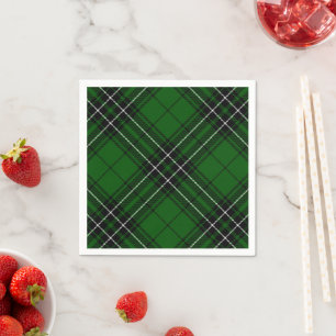 Serviette En Papier MacLean Tartan vert et noir plaid
