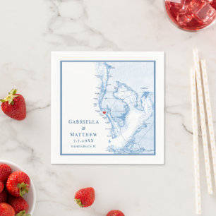 Serviette En Papier Madeira Beach Floride Carte Mariage élégant