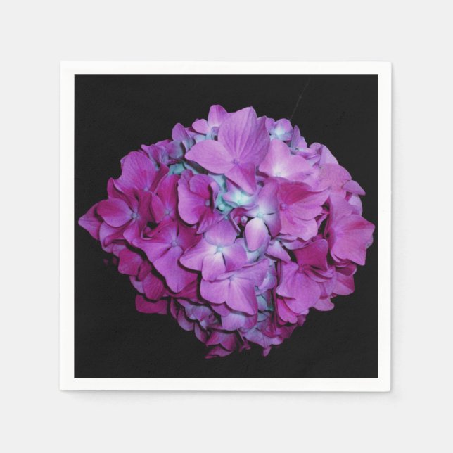 Serviette En Papier Magenta Hydrangeas (Devant)