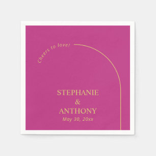 Serviette En Papier Magenta minimaliste moderne avec Mariage d'arc