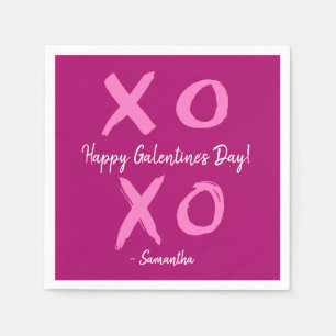 Serviette En Papier Magenta Pink XOXO - Bonne Saint-Galentin mignonne