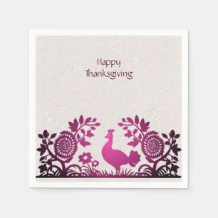 Serviette En Papier Magenta Thanksgiving Turquie Naples florales