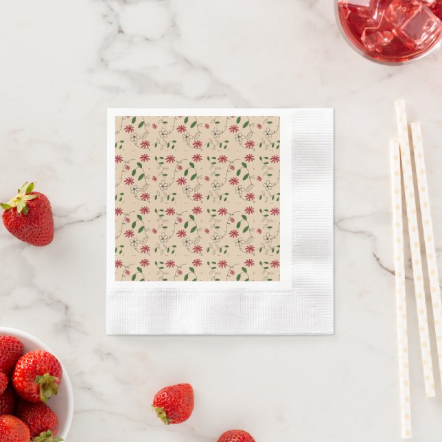 Serviette En Papier Magic Garden Flower Motif (En situation)