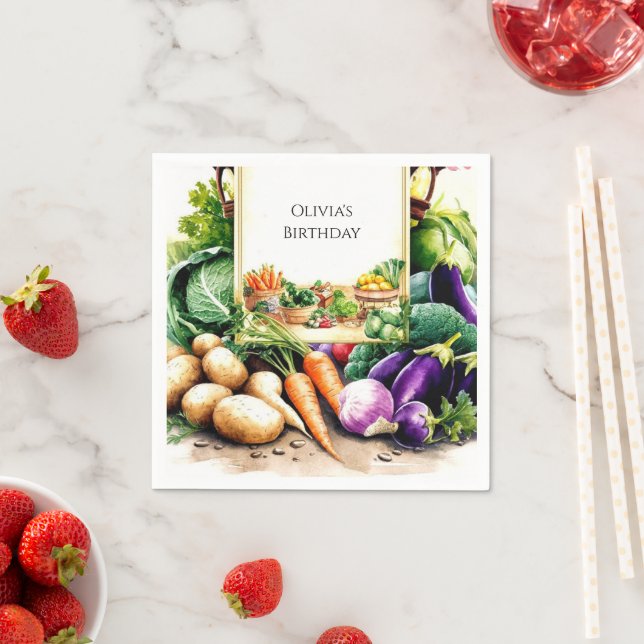 Serviette En Papier Magic Vegetables Farmers Market Anniversaire (En situation)