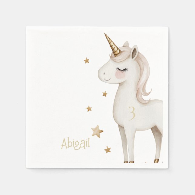 Serviette En Papier Magical Unicorn Yellow Birthday Party Cocktail (Devant)