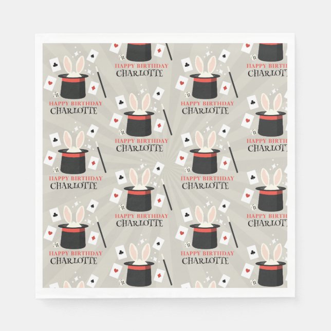 Serviette En Papier Magicien Show Magicien Enfants Anniversaire Nom pe (Devant)