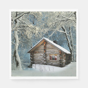 Serviette En Papier Magie hivernale Rustique Cabine de billes
