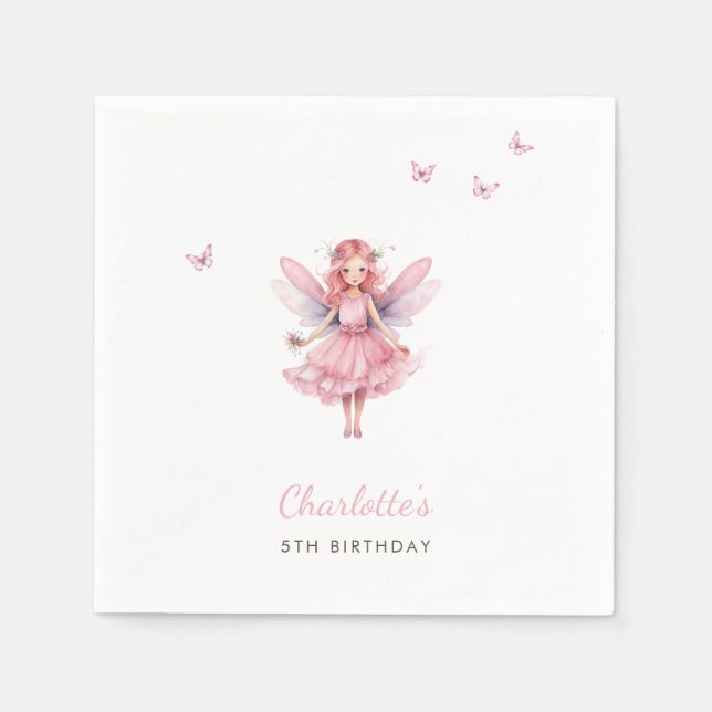 Serviette En Papier Magique Fairy Anniversaire Whimsical Simple Élégan (Devant)