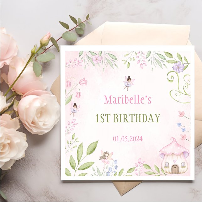 Serviette En Papier Magique Floral Fairy Anniversaire Napkins (Créateur téléchargé)