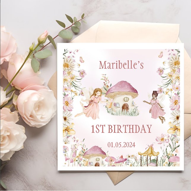 Serviette En Papier Magique Floral Fairy Anniversaire Napkins (Créateur téléchargé)