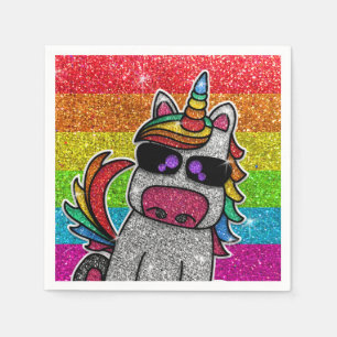 Serviette En Papier Magique Rainbow Unicorn Parties scintillant Whimsi