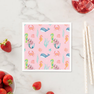 Serviette En Papier Magique sirène arc-en-ciel fête de fille anniversa