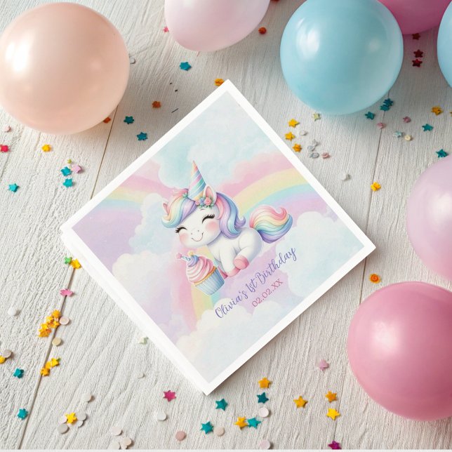 Serviette En Papier Magique Unicorn Rainbow Anniversaire Party (Créateur téléchargé)