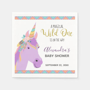 Serviette En Papier Magique Wild Un mignon violet Baby shower Unicorne