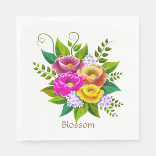 Serviette En Papier Magnifique Bouquet de Fleurs Colorées