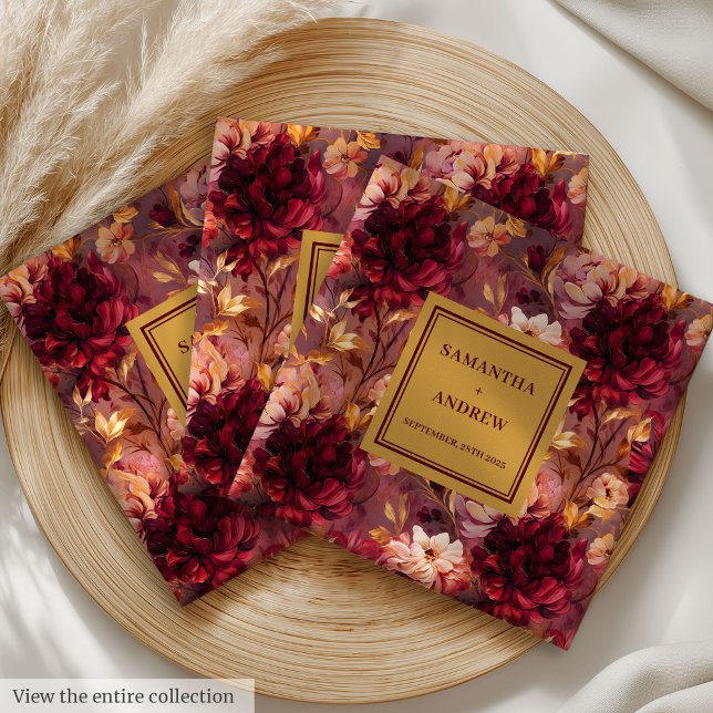 Serviette En Papier Magnifique Burgundy Gold Wedding Réception Napkins (Gorgeous Burgundy Gold Wedding Reception Napkins)
