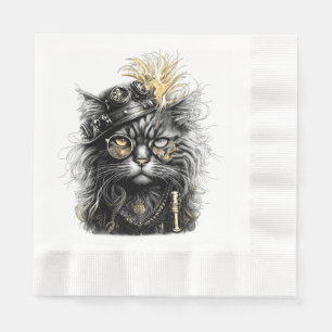 Serviette En Papier Magnifique chat steampunk