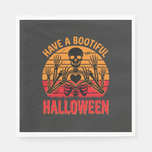 Serviette En Papier Magnifique cœur de squelette d'Halloween Rétro Cou