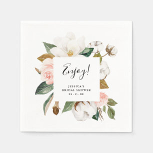Serviette En Papier Magnifique Élégant Magnolia Floral Fête de Mariage