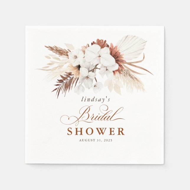 Serviette En Papier Magnifique Fête de Mariage Fleurs en Terracotta Bl (Devant)