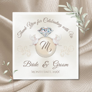 Serviette En Papier Magnifique ivoire Personnalisé Mariage imprimé ser