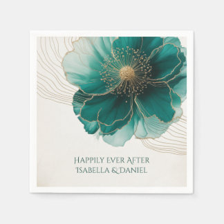 Serviette En Papier Magnifique mariage floral sarcelle or