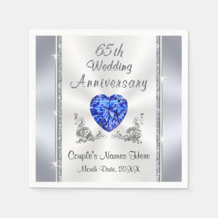 Serviette En Papier Magnifique Sapphire 65e anniversaire Mariage servi