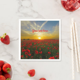 Serviette En Papier Magnifique terrain de pavot rouge au lever du sole