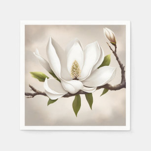 Serviette En Papier Magnolia blanc botanique