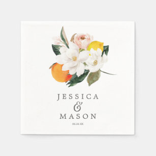 Serviette En Papier Magnolia Citrus Mariage Napkin Cocktail Napkin