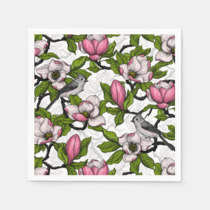 Serviette En Papier Magnolia en floraison et tireur