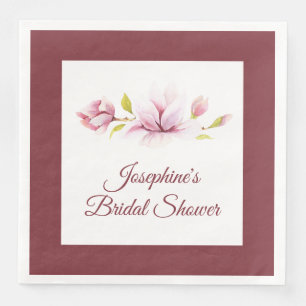 Serviette En Papier Magnolia Floral Bridal Shower Bourgogne
