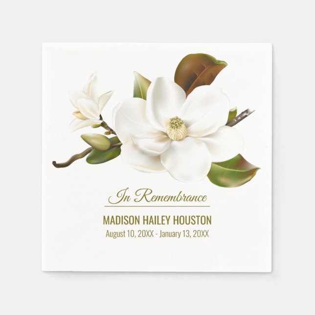 Serviette En Papier Magnolia Flower funeral Memorial (Devant)