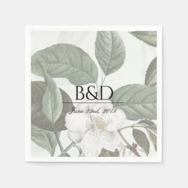 Serviette En Papier Magnolia Garden Mariage Monogramme Cocktail Servie