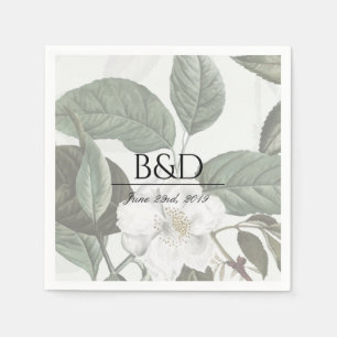 Serviette En Papier Magnolia Garden Mariage Monogramme Cocktail Servie