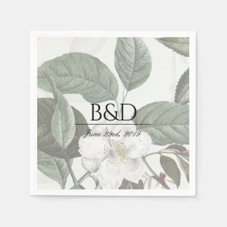 Serviette En Papier Magnolia Garden Mariage Monogramme Cocktail Servie
