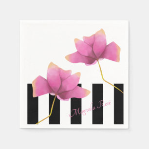 Serviette En Papier Magnolia Rosé Design Floral Moderne
