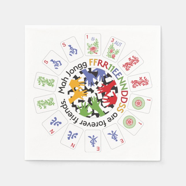 Serviette En Papier Mah Jongg Friends Napkins (Devant)