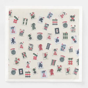 Serviette En Papier MahJong tuiles sur badge pastel arrière - plan