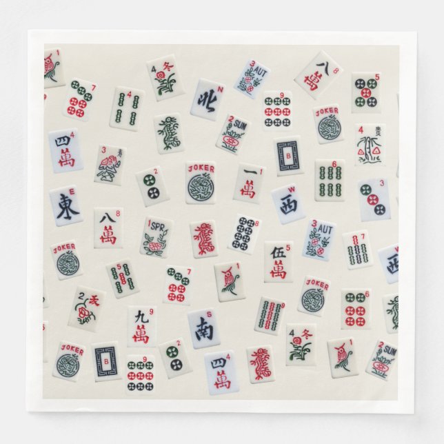 Serviette En Papier MahJong tuiles sur badge pastel arrière - plan (Devant)