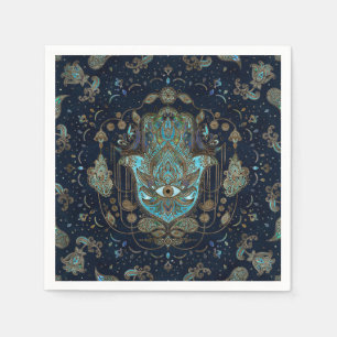 Serviette En Papier Main de Hamsa - Main de Fatima Blue Gemstones
