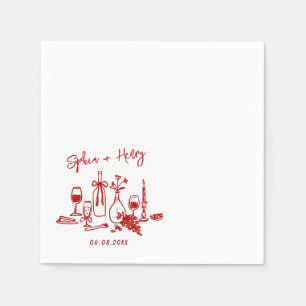 Serviette En Papier Main dessinée Élégante Design Cocktail Mariage Nap