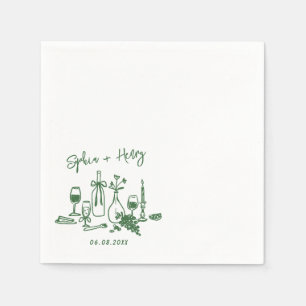 Serviette En Papier Main dessinée Élégante Design Cocktail Mariage Nap