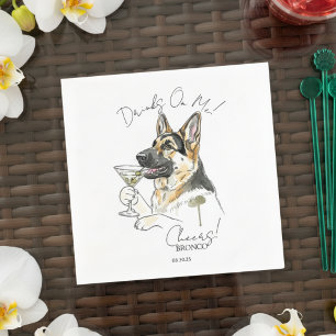 Serviette En Papier Main Drag German Shepherd Martini Open Bar
