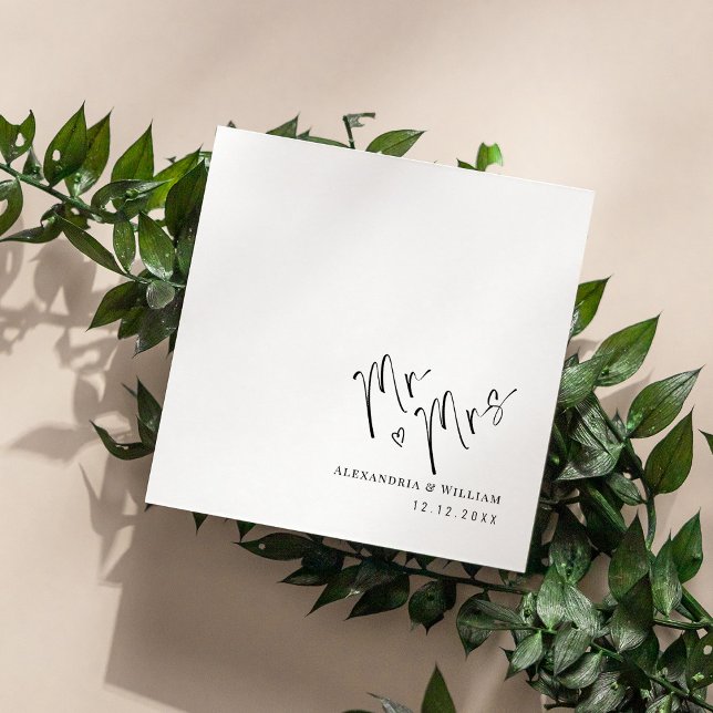 Serviette En Papier Main moderne Lettré M. et Mme Mariage (Personalized Modern Hand Lettered Mr and Mrs Wedding Napkins)