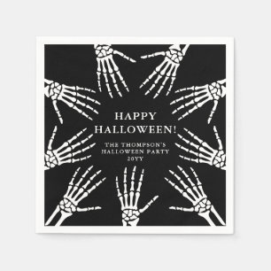 Serviette En Papier Main squelettique effrayante d'Halloween noir