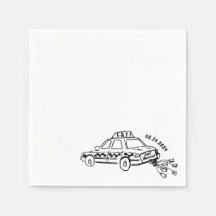 Serviette En Papier Main Tirée Juste marié taxi Cocktail Mariage
