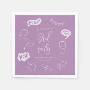 Serviette En Papier Main Tirée Quirky Purple Grad Party