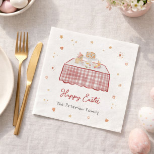 Serviette En Papier Main Whimsical tiré Printemps Pâques Brunch